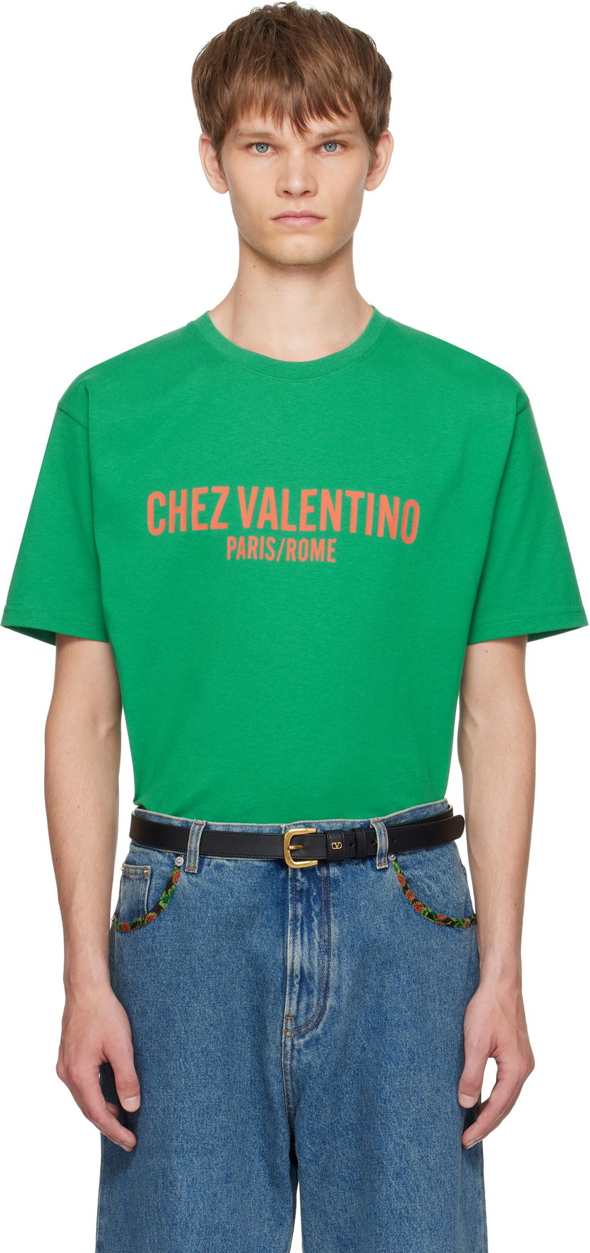 Majica kratkih rukava Valentino Valentino 'Chez Valentino' Print T-Shirt Zelena | 7V3MG16PAPG