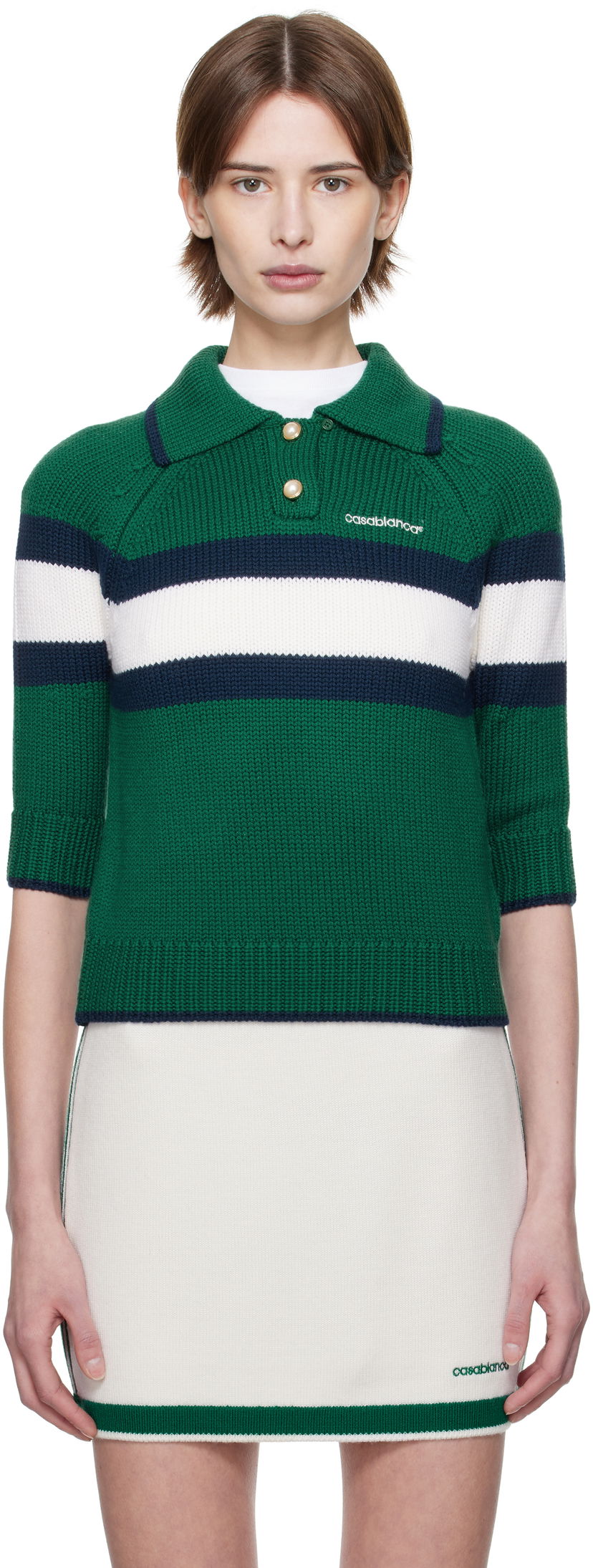 Džemper Casablanca Casablanca Colorblock Polo Zelena | WPS25-KW-826-01
