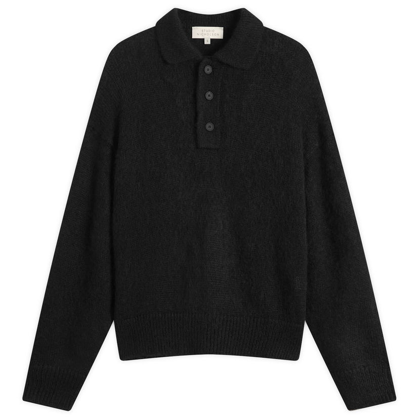 Džemper Studio Nicholson Studio Nicholson Dune Polo Sweater Crna | DUNESN-1493-BLK