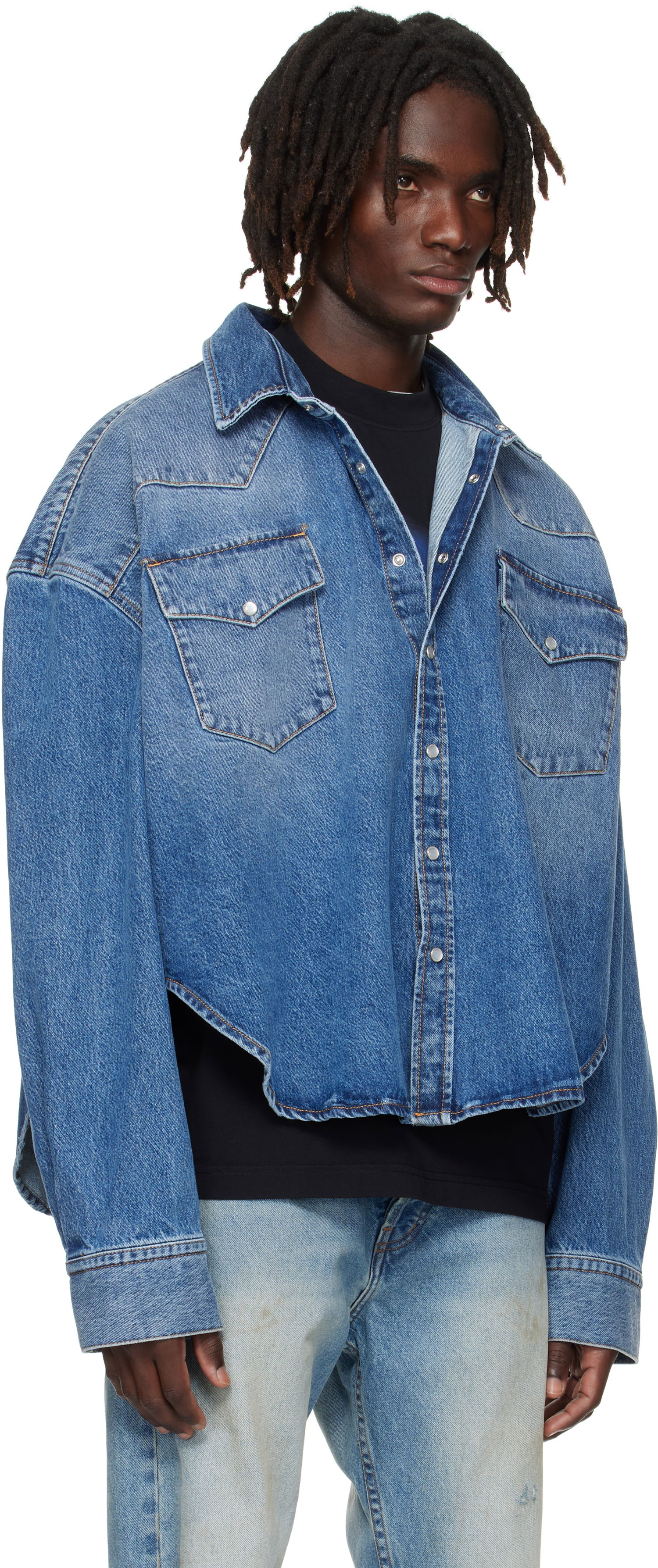 Košulja VETEMENTS Vetements Boxy Cropped Denim Shirt Plava | UH76DS525MB2, 1