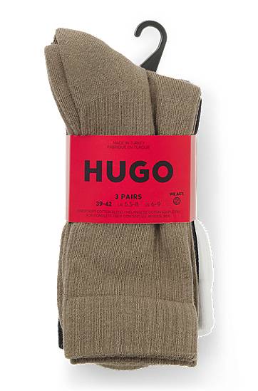 Čarape BOSS Three-pack of short ribbed socks with embroidered detailing Višebojno | 50546351, 1