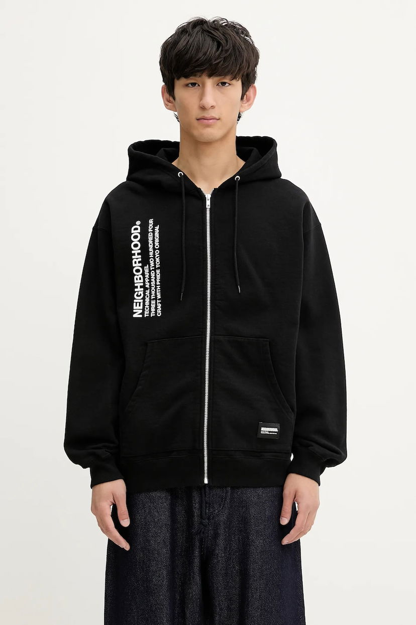 Dukserice Neighborhood NEIGHBORHOOD Solid Sweat Zip Hoodie Crna | 251UWNH.CSM05