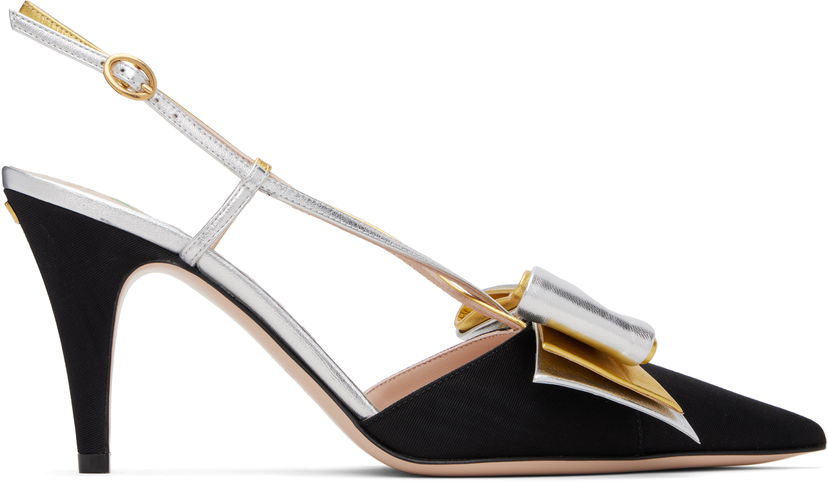 Njega cipela Valentino Valentino Garavani Bowow Slingback Heels Crna | 7W2S0MX4QLJ