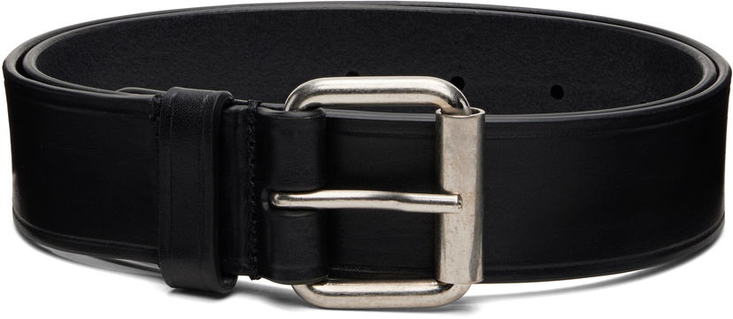 Pojasevi Dries Van Noten Dries Van Noten Smooth Leather Belt with Silver-tone Buckle Crna | 252-021400-102