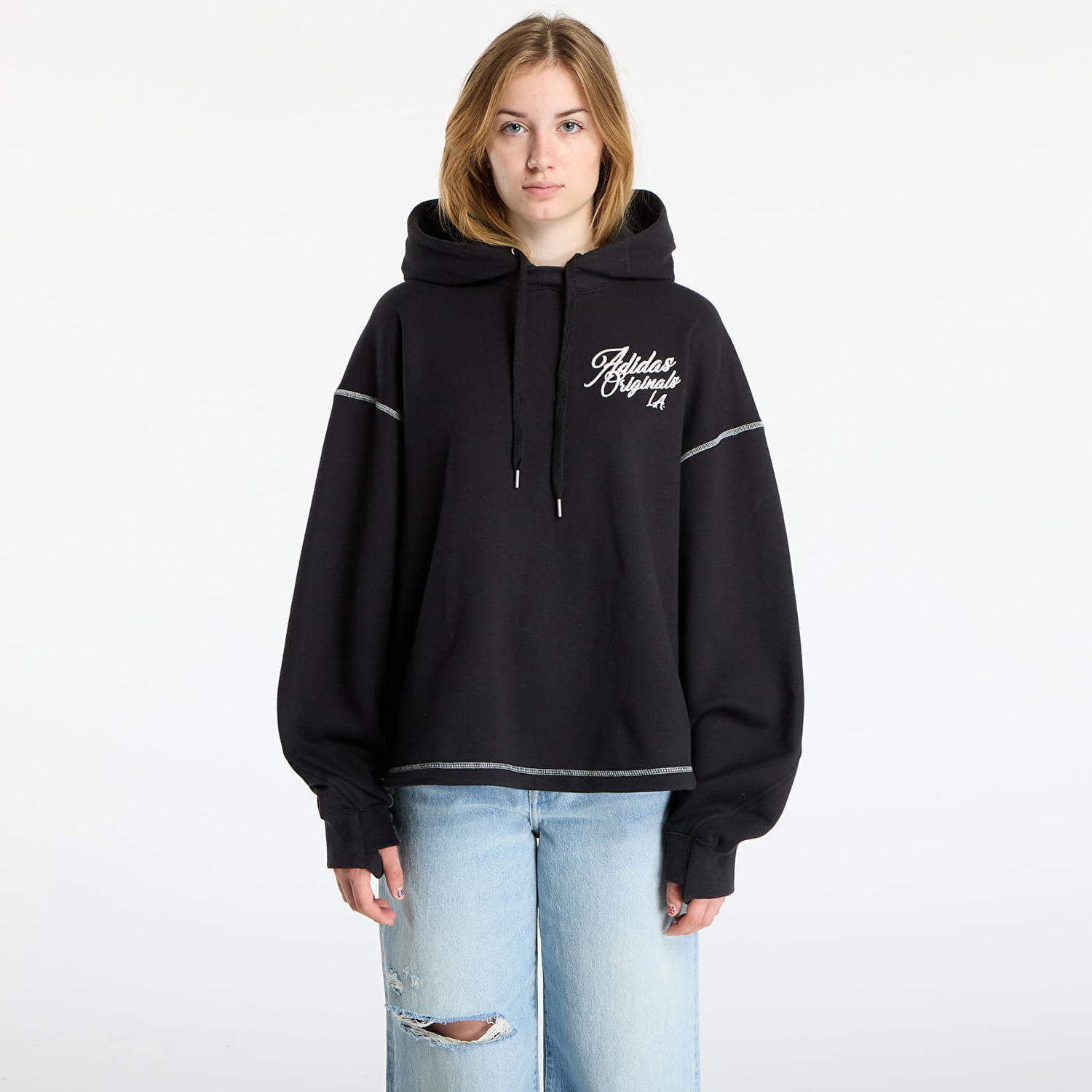 Dukserice adidas Originals LA Originals Santa Monica Hoodie with Contrast Stitching Crna | JX6133, 0