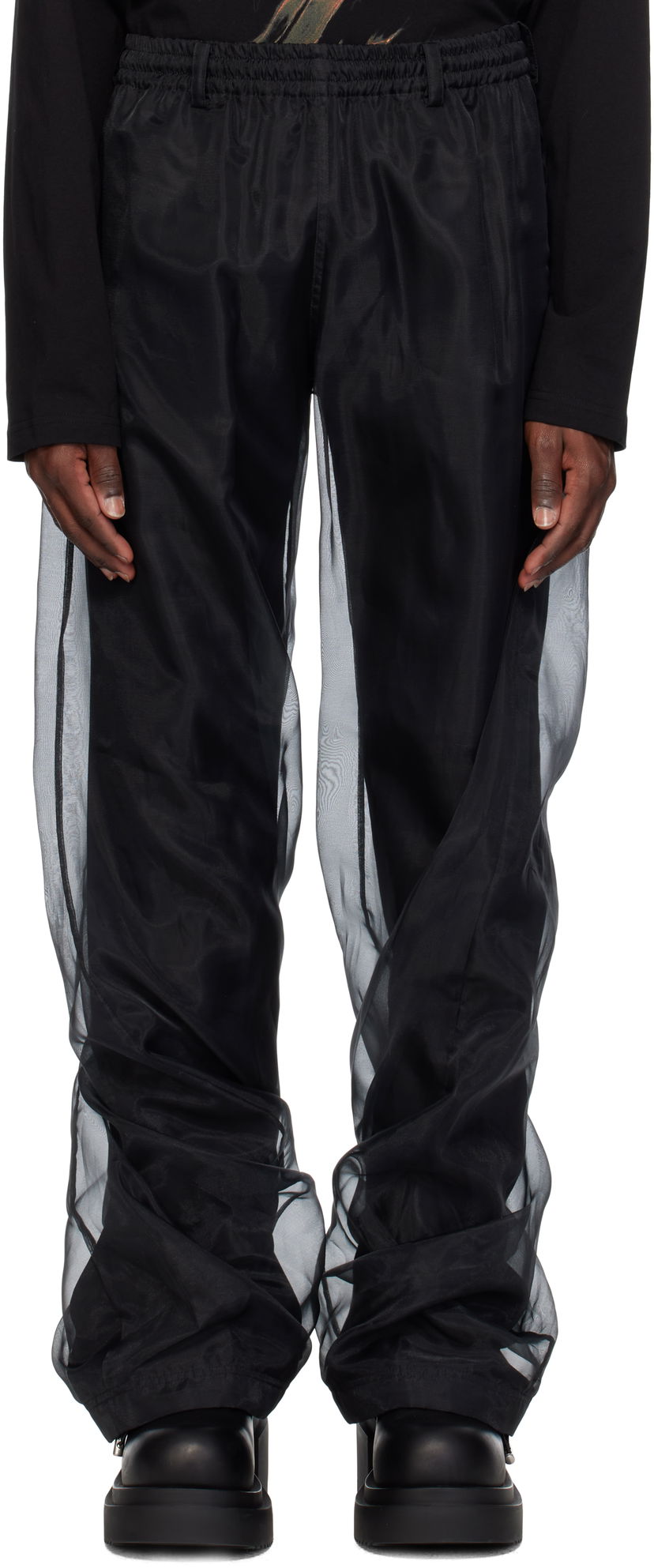 Hlače We11done We11done Layered Trousers Crna | WD-PT0-25-268-U-BK