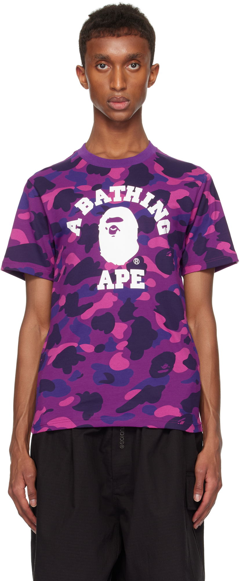 Majica kratkih rukava BAPE Camo College T-shirt Ljubičasta | 001CSK301002M