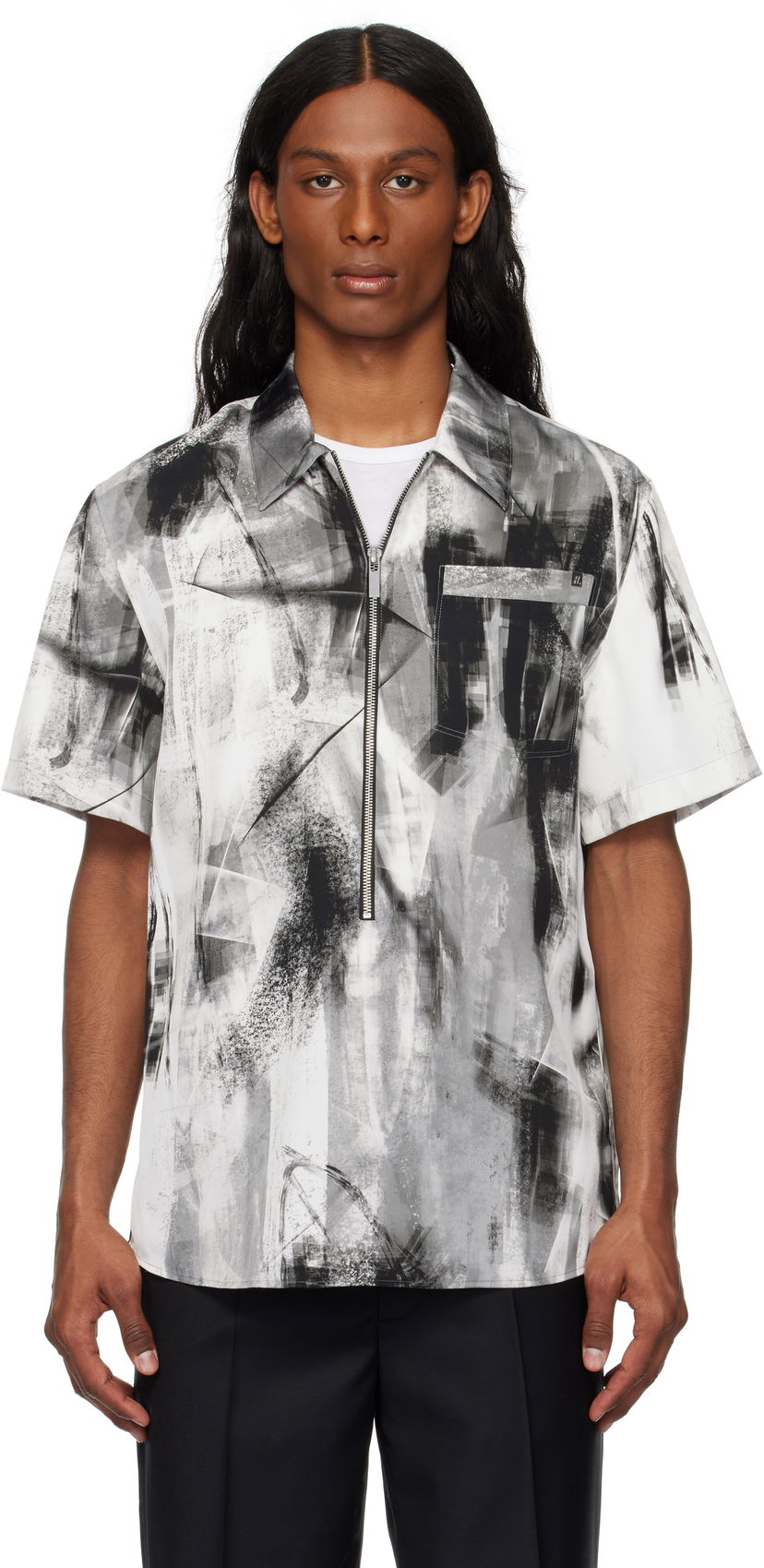 Košulja Helmut Lang Helmut Lang Zip Scribble Shirt Bijela | P02HM507