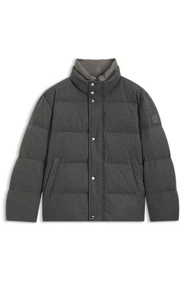 Pernata jakna BOSS Flannel jacket with down filling Siva | 50540465