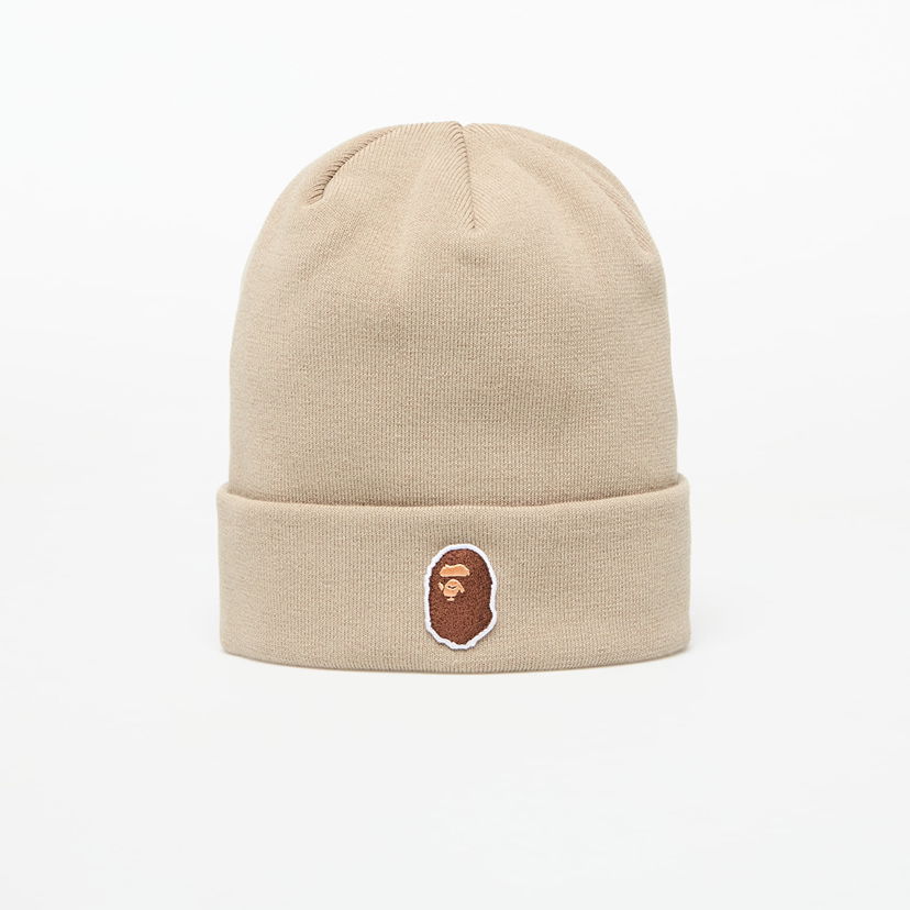 Kapica BAPE A BATHING APE One Point Ape Head Knit Cap Bež | 001HTL301006MBEI