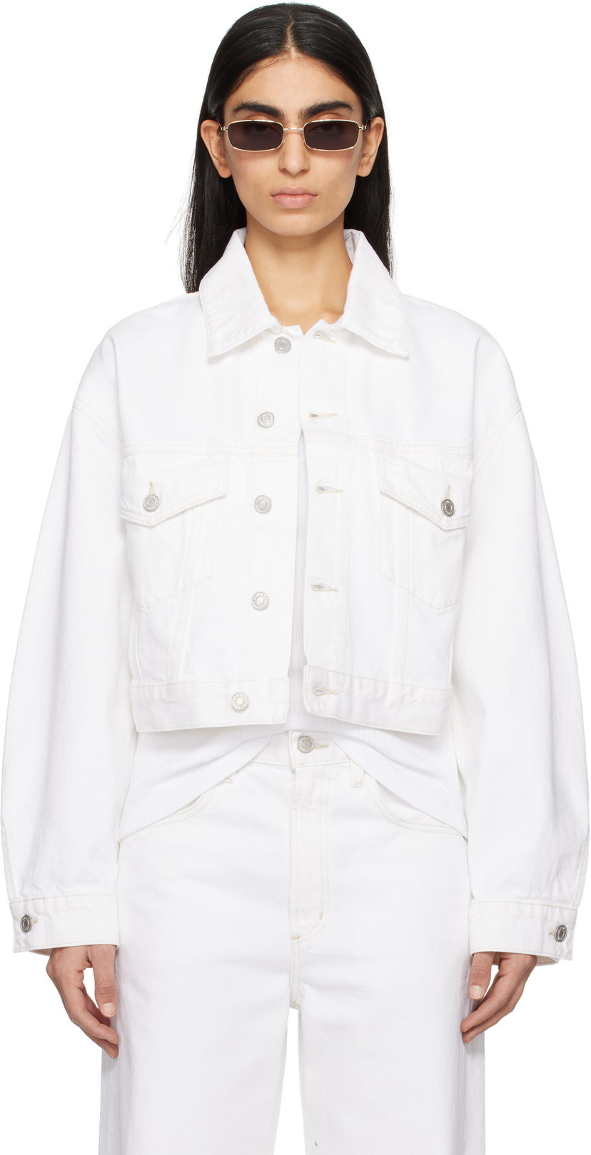 Jakna AGOLDE AGOLDE Palmer Cropped Denim Jacket Bijela | A5047-1183