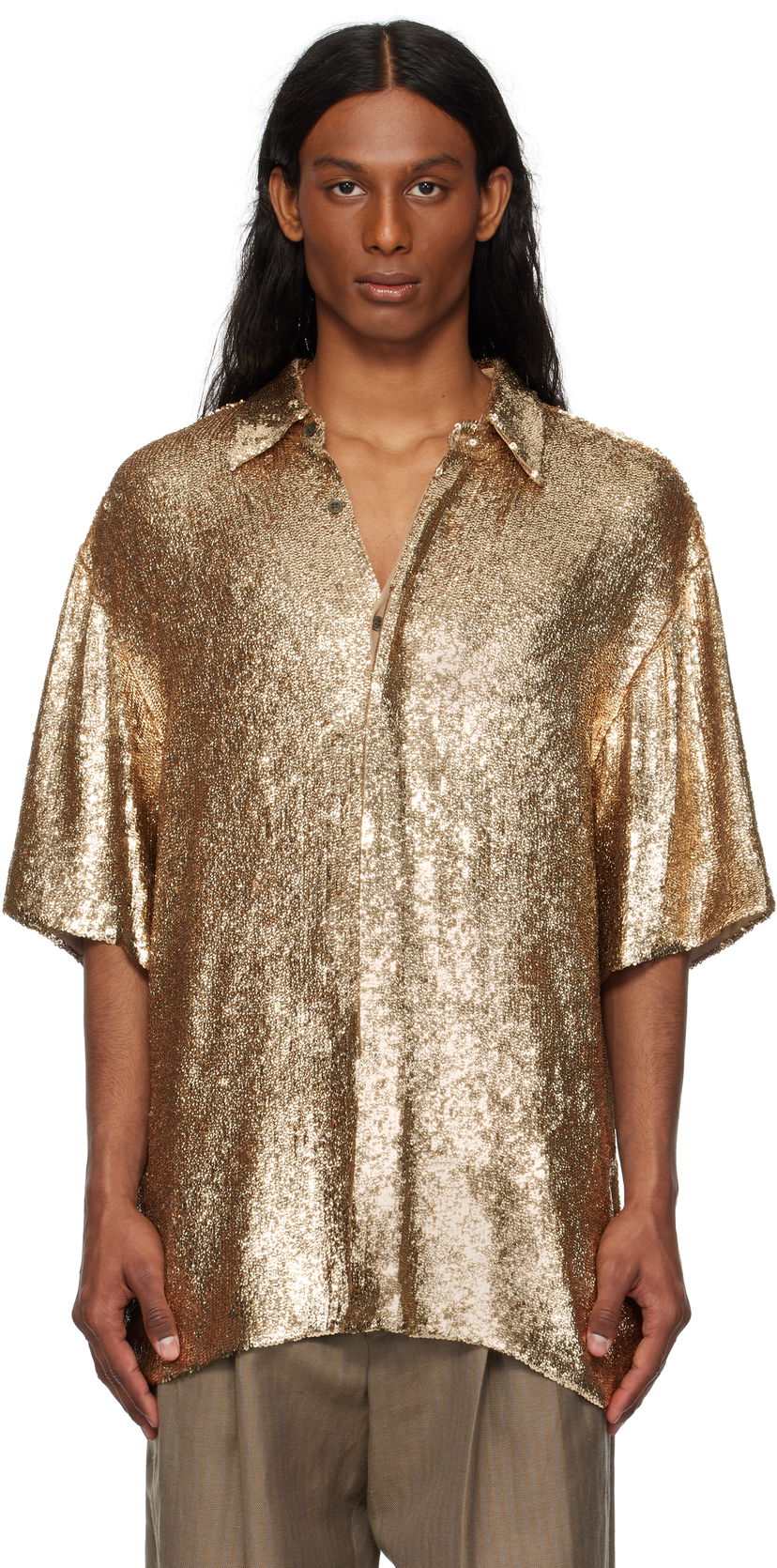 Košulja Dries Van Noten Dries Van Noten Sequinned Shirt Metalik | 251-080751-1481