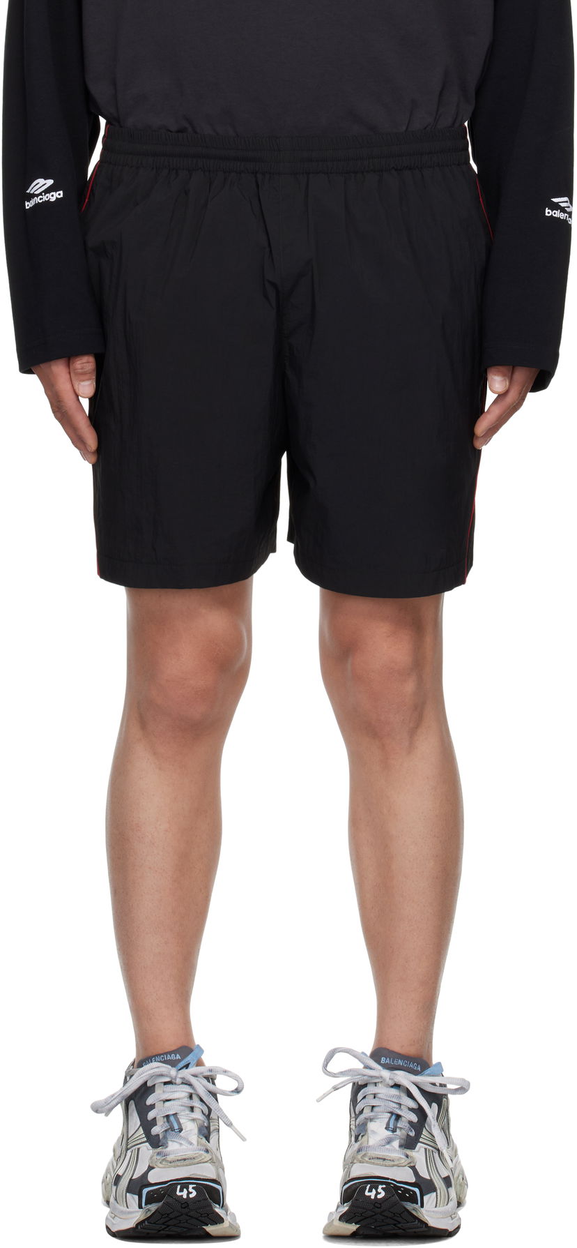 Kratke hlače Balenciaga Balenciaga Washed Tracksuit Shorts Crna | 814568TRO32