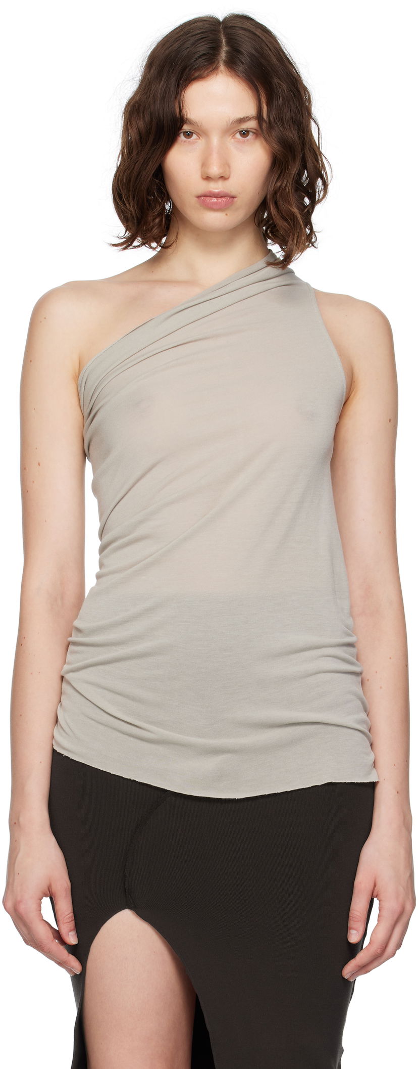 Majica bez rukava Rick Owens Rick Owens Athena One-Shoulder Tank Top Bež | RP02E4138 JS
