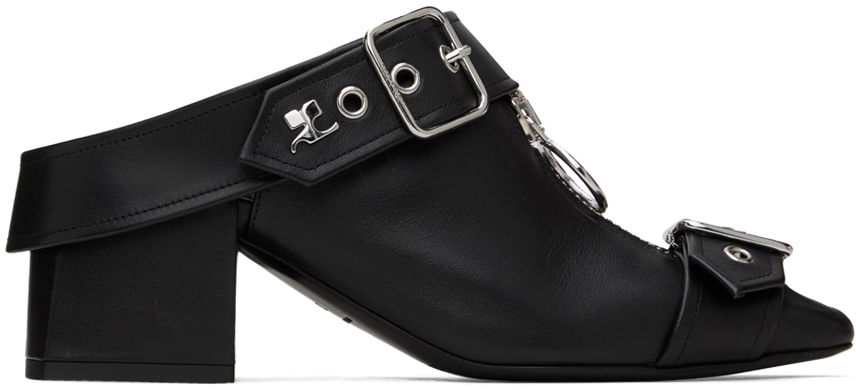 Tenisice i cipele Courrèges Leather Mules With Buckle Crna | 124SCS096CV0027, 0