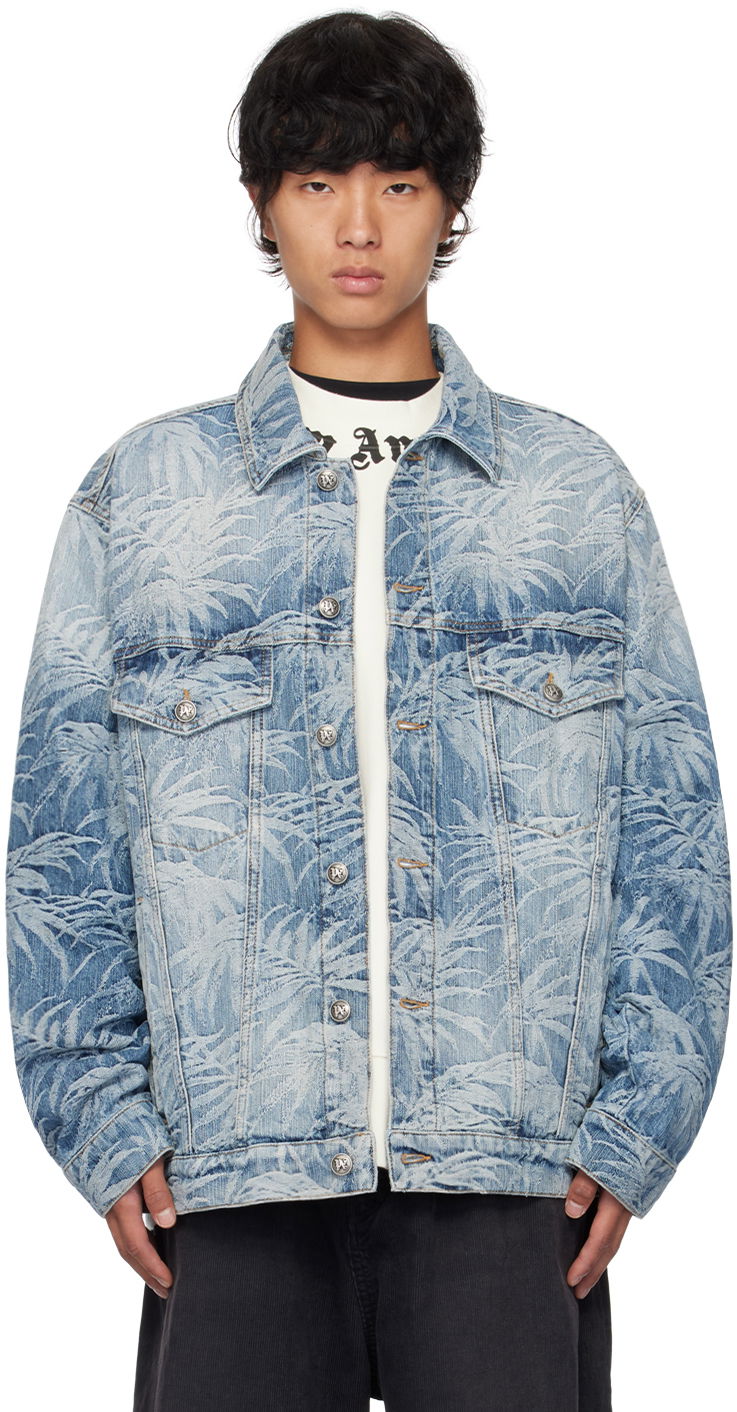 Jakna Palm Angels Blue Palms Wash Denim Jacket Plava | PMYE053F24DEN0024903