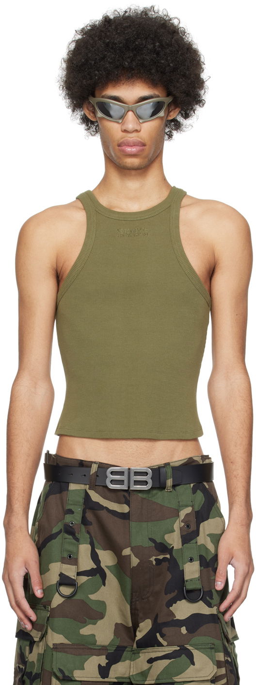 Majica bez rukava VETEMENTS Embroidered Tank Top Zelena | UE64TO140Z